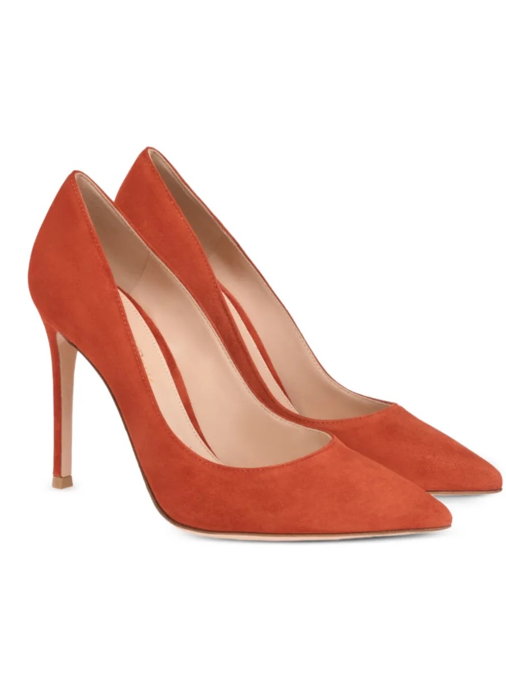 Gianvito Rossi Pointed-Toe Suede Pumps in Orange